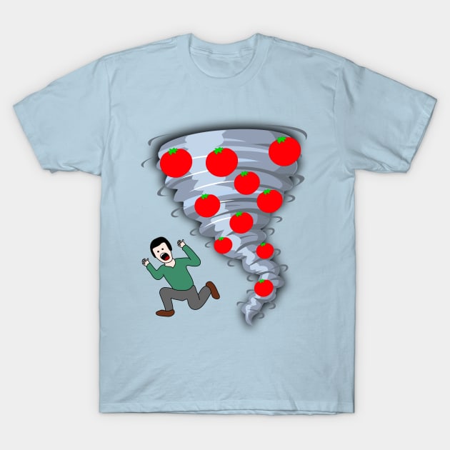 Panic at the Tomato Tornado T-Shirt by MisterBigfoot